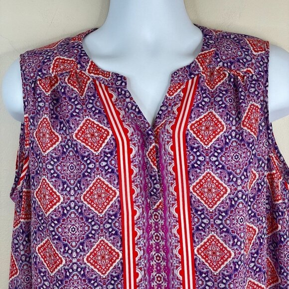 Violet & Claire Womens SLEEVELESS Top Size 1X Multicolor Popover Tunic Relaxed - Picture 2 of 14